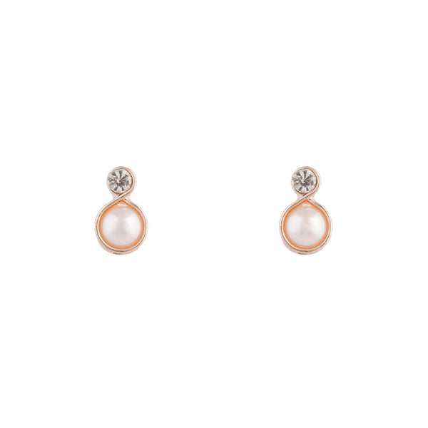 Rose Gold Pearl Bottom Stud Earrings