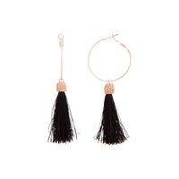 Rose Gold Hoop Tassel Diamante Earrings - link has visual effect only