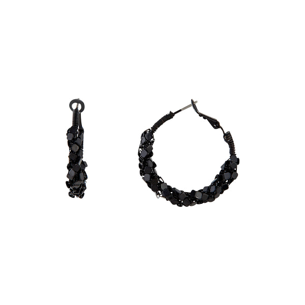 Black Chainmail Hoop Earrings