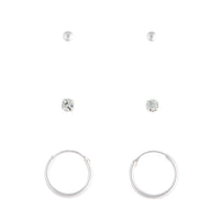 Sterling Silver Stud Diamante & Hoop Pack - link has visual effect only