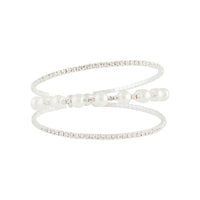 Silver Pearl Diamante Cup Chain Cuff - link has visual effect only