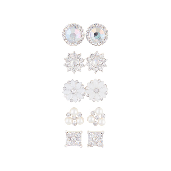 Silver Floral Clip On Earrings