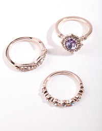 Rose Gold Purple Stone Ring Stack - link has visual effect only