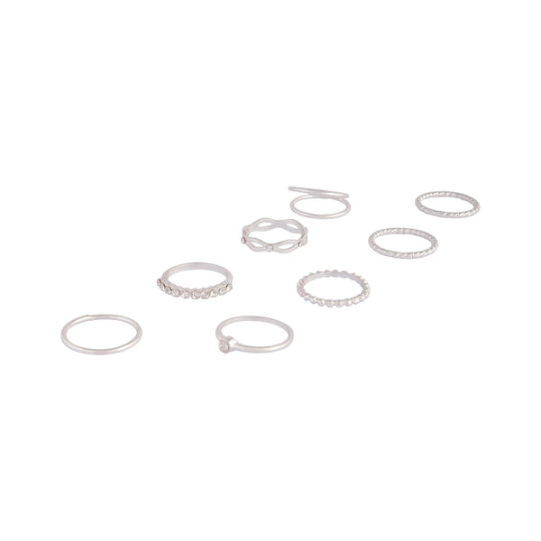 Silver Diamond Cut Twist Ring 8-Pack