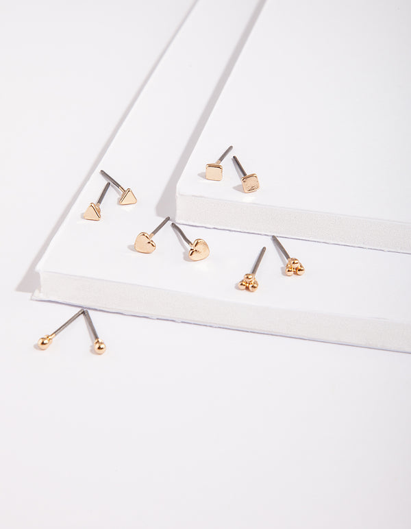 Gold Micro Stud Earring 5-Pack