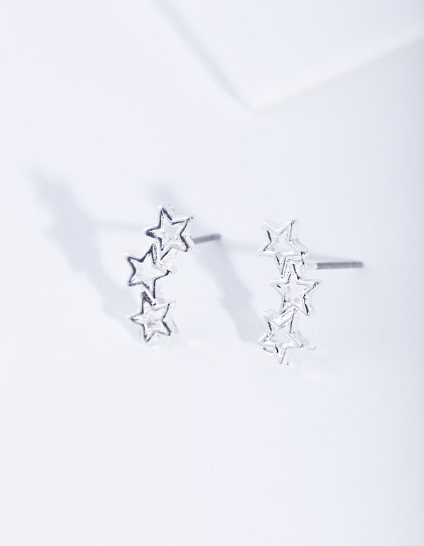 Silver Starline Cut Out Stud Earrings