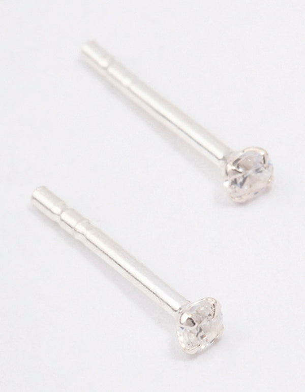 Sterling Silver Cubic Zirconia Micro Stud Earrings