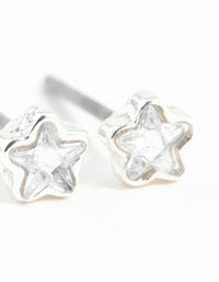 Silver Micro Star Stud Diamante Earrings - link has visual effect only