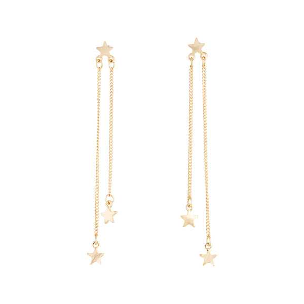 Gold Trio Star Drop Earring