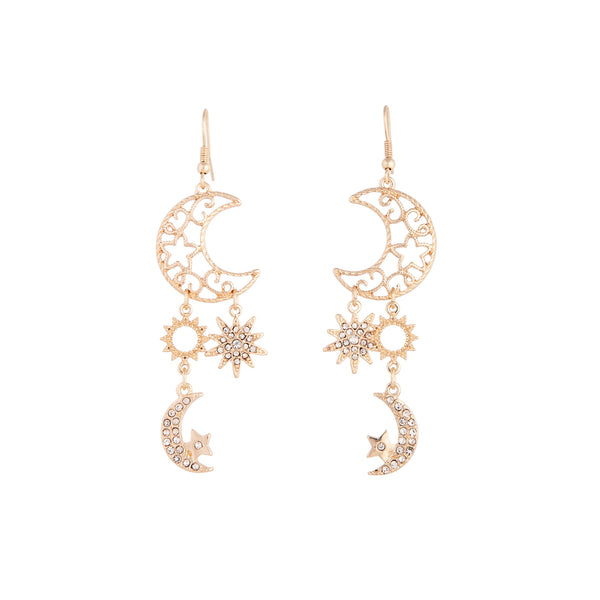 Gold Filigree Moon Earrings