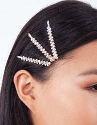 Rose Gold Diamante Zig Zag Pin Set - link has visual effect only