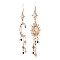 Antique Gold Celestial Grey Black Gem Earrings - link has visual effect only