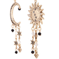 Antique Gold Celestial Grey Black Gem Earrings - link has visual effect only