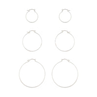 Silver Thick Hoop Gradual Earrings Trio - link has visual effect only