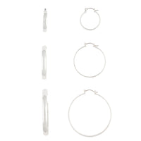 Silver Thick Hoop Gradual Earrings Trio - link has visual effect only