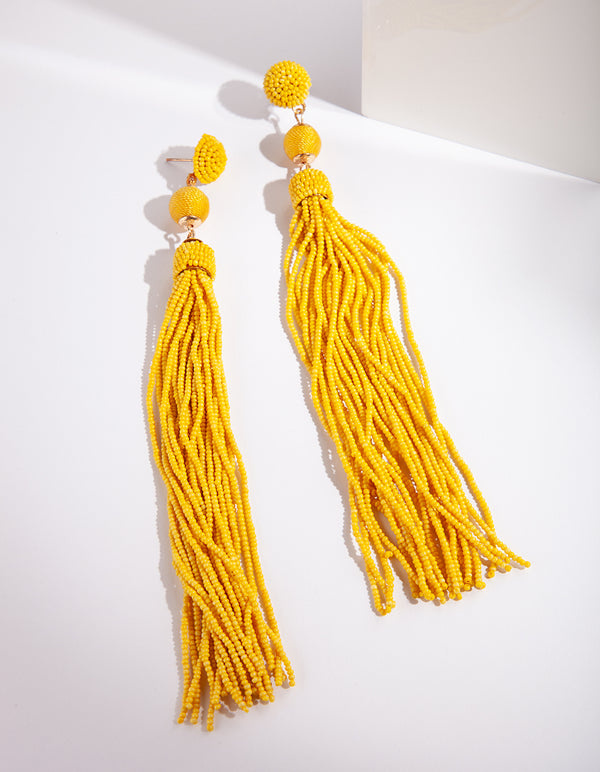 Yellow fine Beaded Earrings