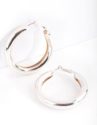 Polished Silver Chunky Hoop Earrings - link has visual effect only