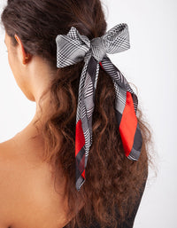 Black White Check Red Stripe Bandana Hair Scarf - link has visual effect only