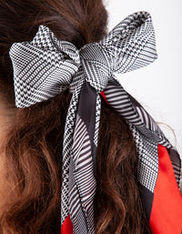 Black White Check Red Stripe Bandana Hair Scarf - link has visual effect only