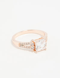 Rose Gold Double Band Cubic Zirconia Ring - link has visual effect only