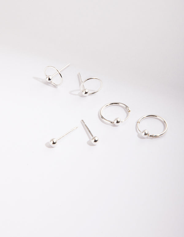 Sterling Silver Ball Combo Earring Pack