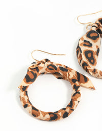 Brown Animal Print Fabric Circle Earrings - link has visual effect only