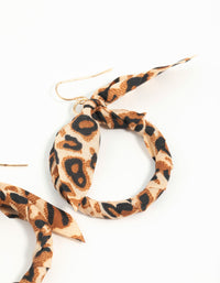 Brown Animal Print Fabric Circle Earrings - link has visual effect only