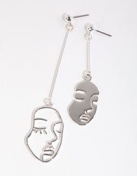 Silver Mismatch Face Drop Earrings - link has visual effect only