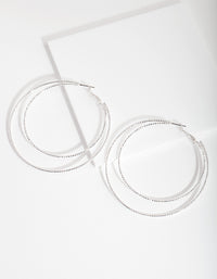 Silver Fine Double Hoop Earrings - link has visual effect only