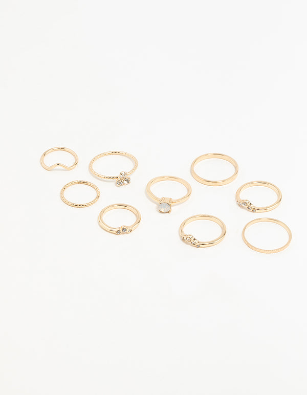 Gold Fine Moonstone Ring Pack