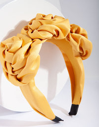 Yellow Satin Triple Flower Headband - link has visual effect only