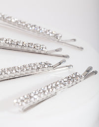 Silver Double Row Diamante Clip 4-Pack - link has visual effect only