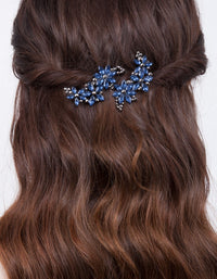 Gunmetal Mixed Crystal Floral Hair Clip - link has visual effect only