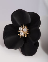 Black Pearl Flower Stud Earrings - link has visual effect only