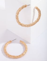 Gold Textured Molten Hoop Earrings - link has visual effect only