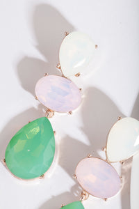 Green Gemstone Triple Drop Earrings - link has visual effect only