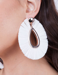 White Straw Tear Drop Earrings - link has visual effect only