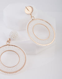 White Beaded Rose Gold Drop Earrings - link has visual effect only