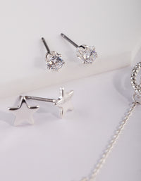 CUBZ SS STAR & MOON CZ 3PK ER@ - link has visual effect only