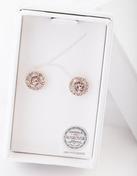 Rose Gold Pink Diamond Simulant Halo Stud Earrings - link has visual effect only