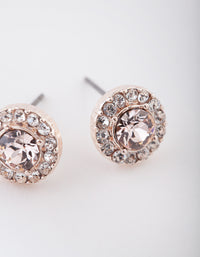 Rose Gold Pink Diamond Simulant Halo Stud Earrings - link has visual effect only