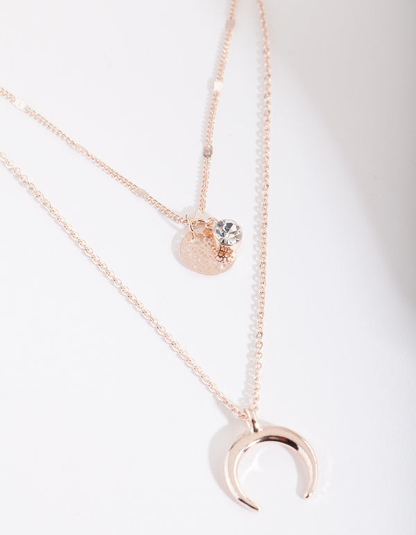 Rose Gold Layer Moon Necklace