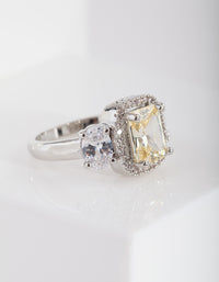 Yellow Rhodium Cubic Zirconia Engagement Ring - link has visual effect only