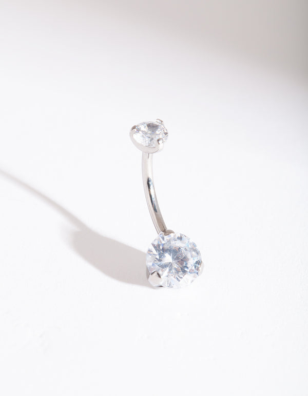 Titanium Classic Diamante Belly Bar