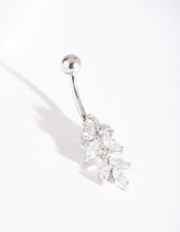 Rhodium Surgical Steel Floral Belly Bar - link has visual effect only