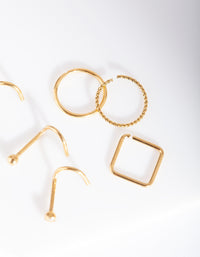 Gold Multi Twist Nose Ring 6-Pack - link has visual effect only