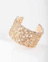 Gold Textured Wide Arm Cuff - link has visual effect only