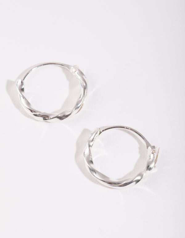 Sterling Silver Twist Hoop Earrings