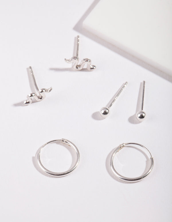 Sterling Silver Snake Earring Pack