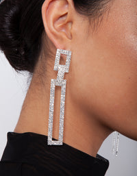 Diamante Rectangle Drop Earrings - link has visual effect only